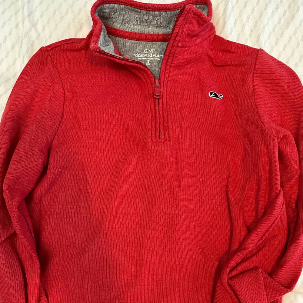Vineyard Vines Boys small 8-10 Red 1/4 Zip Pullover Sweater